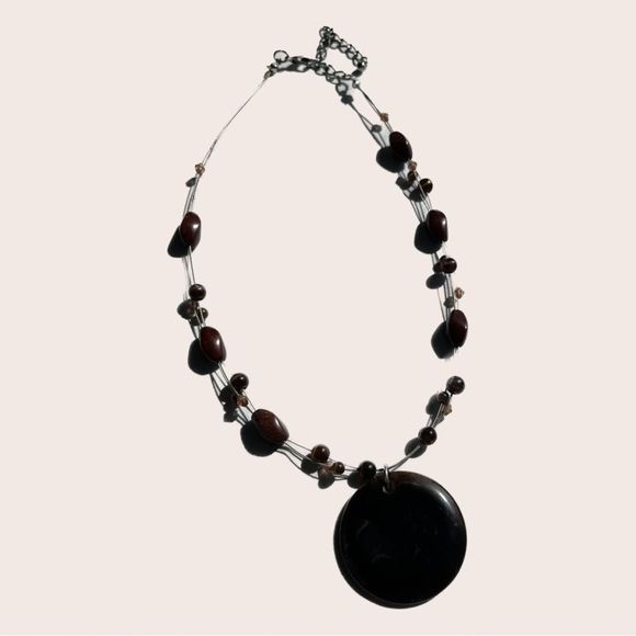 Vintage brown beaded necklace - Picture 1 of 2